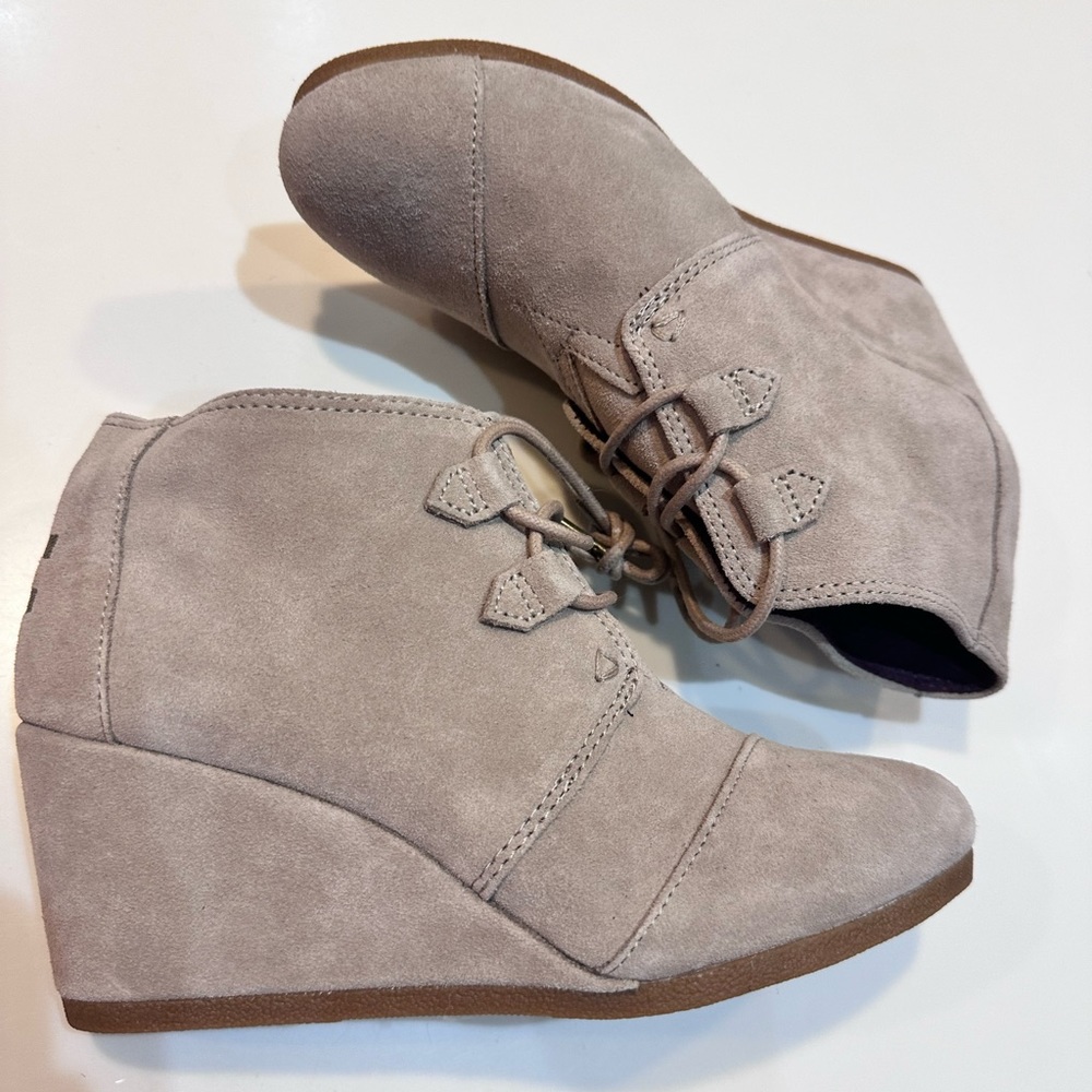 Tom’s gray suede booties (size 7.5).  Never worn.